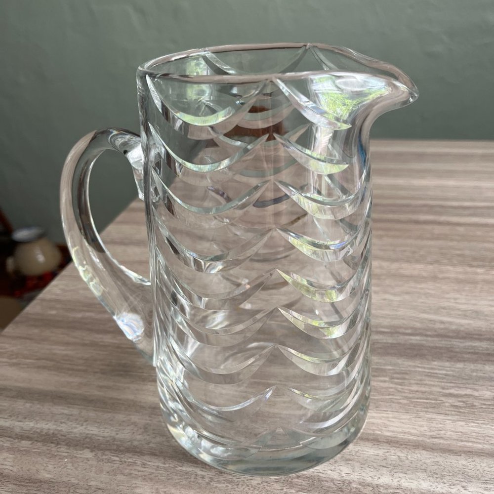 ROYAL BRIERLEY CRYSTAL PITCHER WITH SWAGS AND DRAPES SIGNED